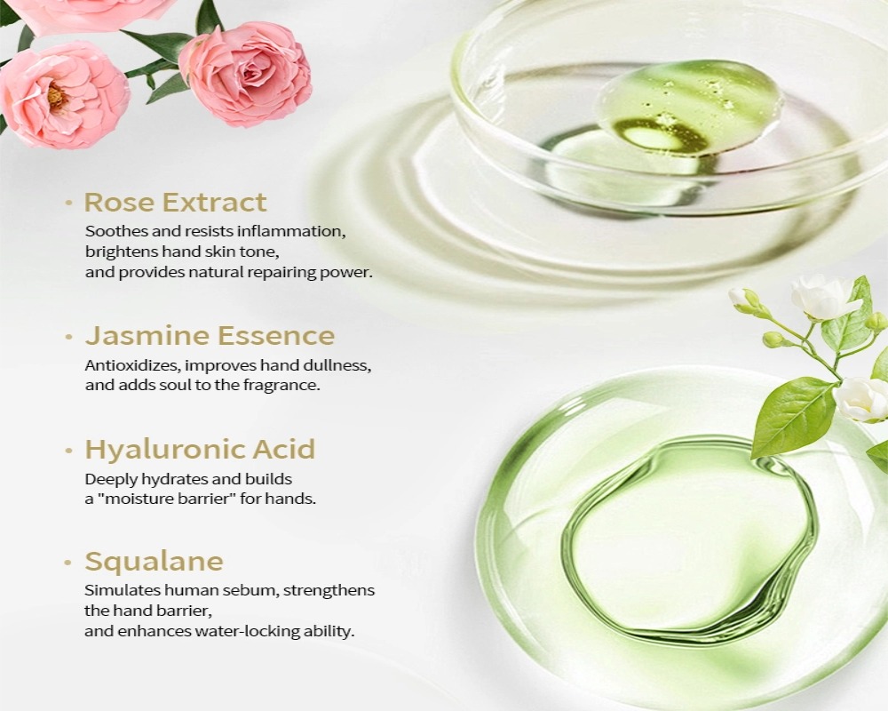 rose extract hyaluronic acid squalane hand cream