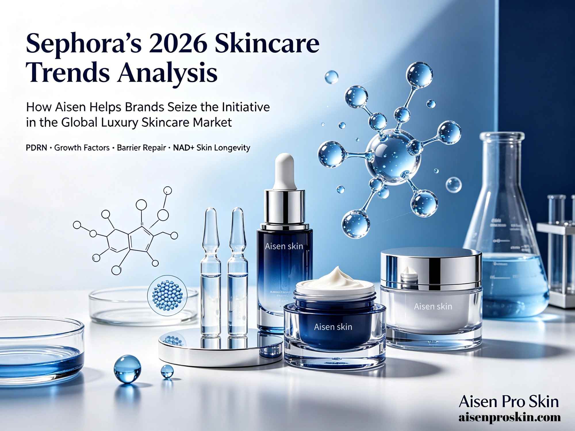 Sephora's analyse van huidverzorgingstrends voor 2026: Hoe Aisen merken helpt het voortouw te nemen in de wereldwijde markt voor luxe huidverzorging.